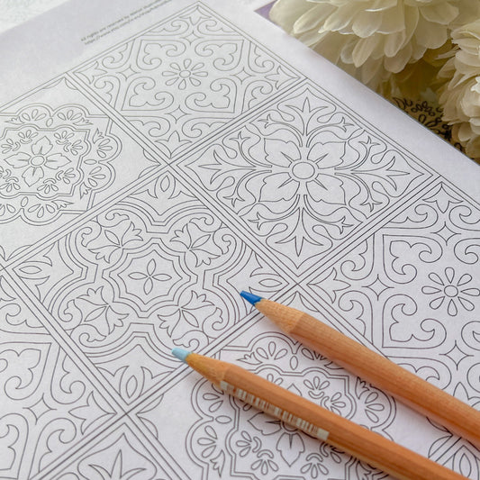 Moroccan Tiles | PDF Adult Coloring Page | Instant Download