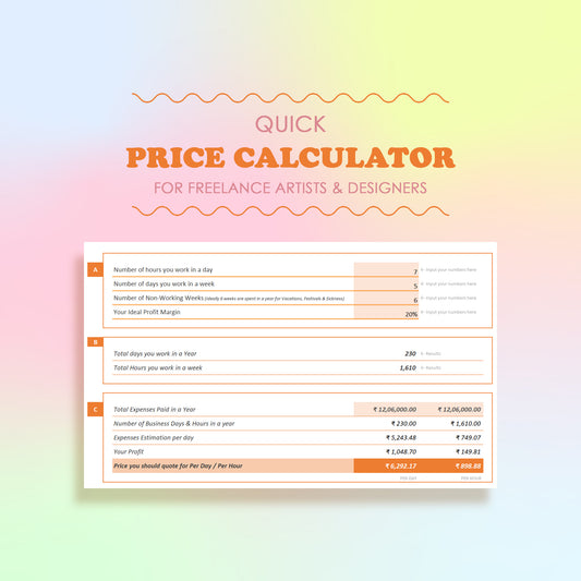 Price Calculator (INR) for Artists & Designers | Excel Sheet